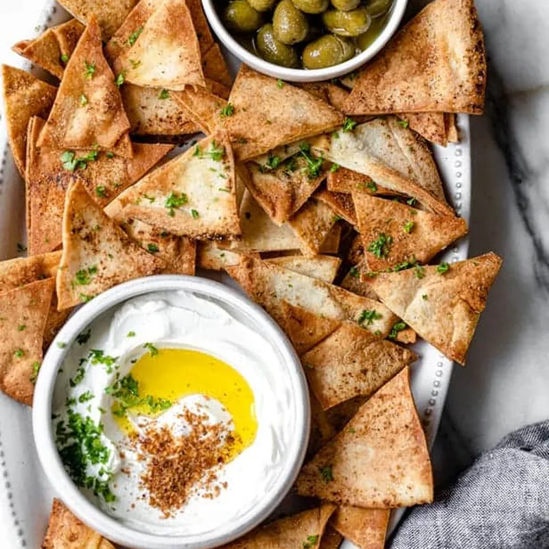 Baked & seasoned pita bread
