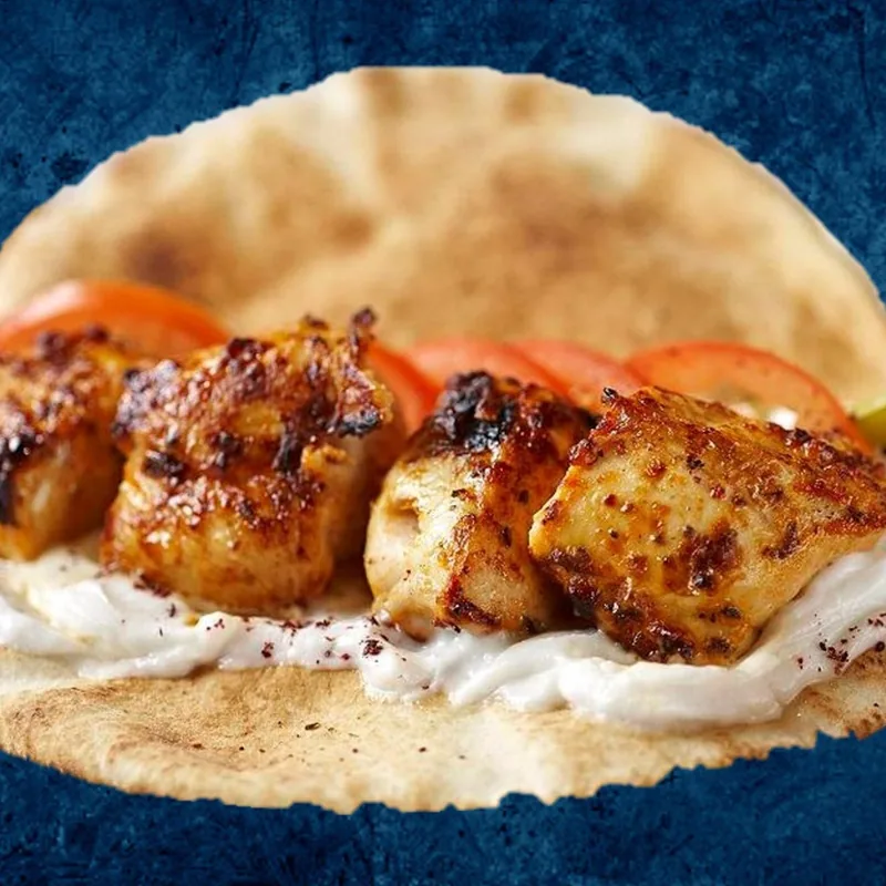 Chicken skewer sandwich (taouk)