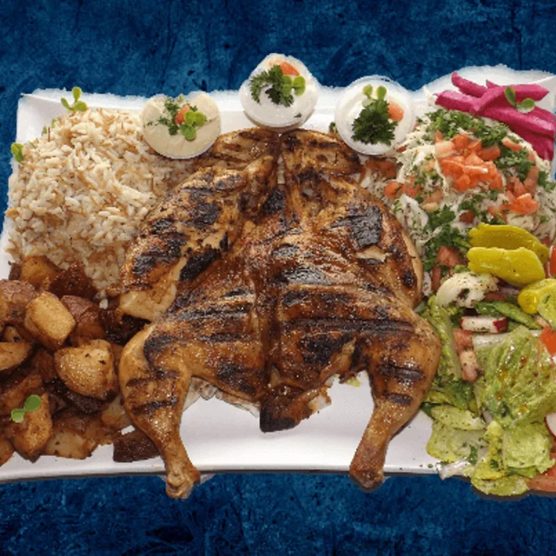 Grilled whole chicken family platter